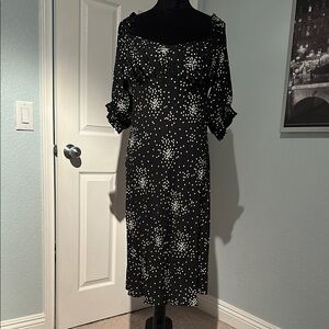 Elegant Black and White Polka Dot Dress